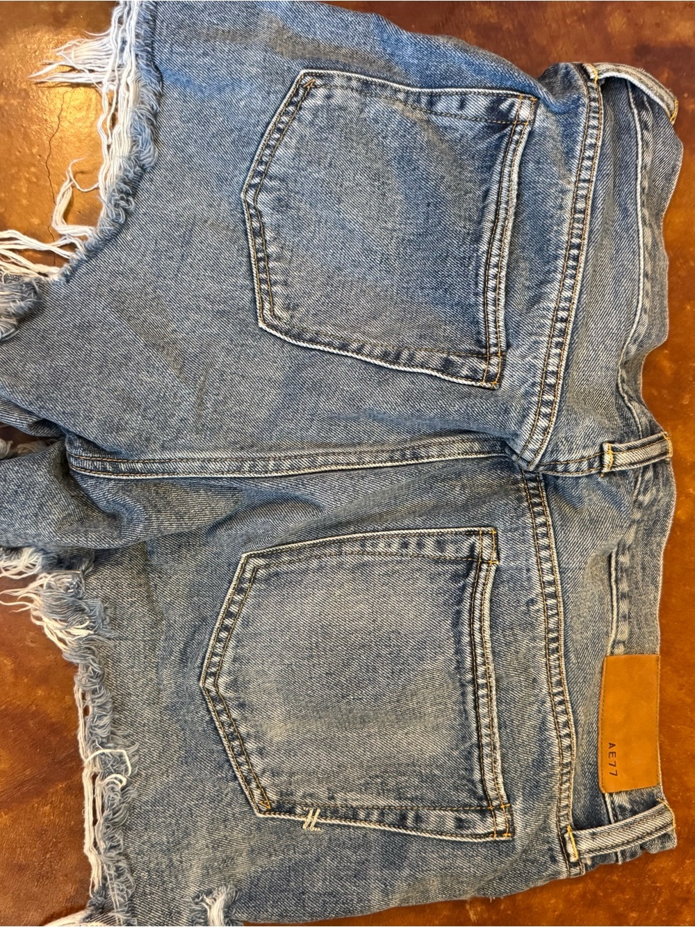 American Eagle Outfitters Light Blue Distressed Denim Jean Shorts